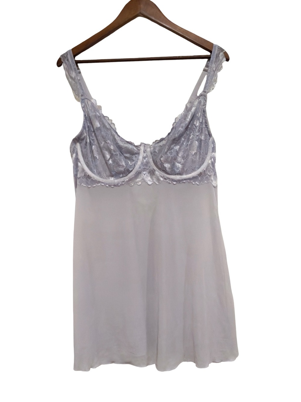 Auden Lace-Trim Chemise Slip in Light Gray